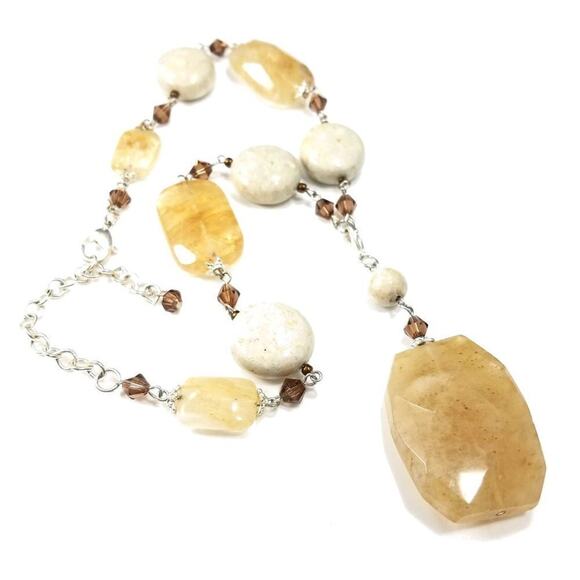 Premier Designs Glass Faux Stone Necklace, Topaz Crystal Rhinestones, 18 Inches - Picture 8 of 10